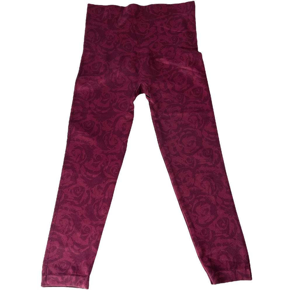 Spanx Look At Me Cropped Me Garnet Rose Leggings  Sz Large